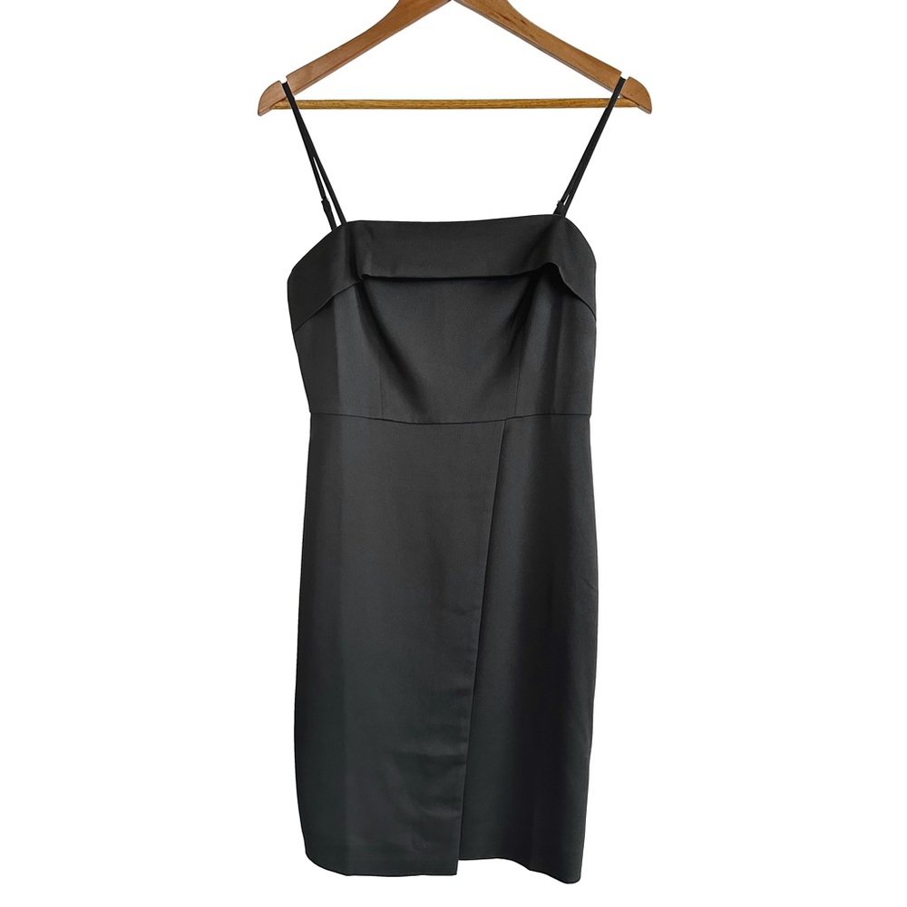 J.Crew Spaghetti-strap foldover dress in satin-back crepe, black